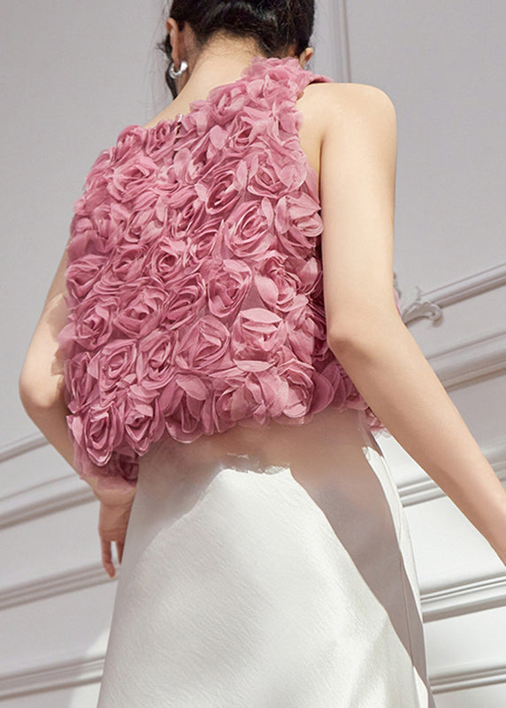 Original Design Pink Tulle Vests Sleeveless