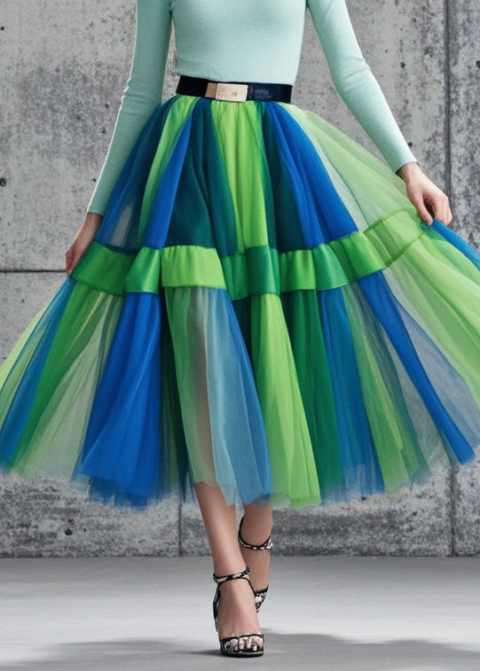 Multicolor Exra Large Hem Tulle Skirts Summer