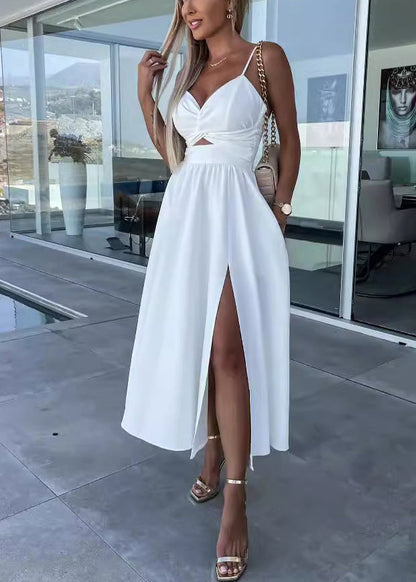 New Rose Hollow Out Cotton Spaghetti Strap Dress Summer