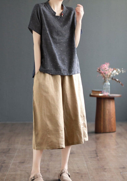 Retro Linen Embroidery Summer Tops