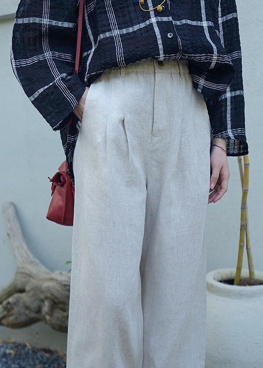 Grey Oversized Pockets Linen Harem Pants Spring