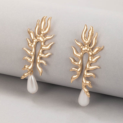 Coral Earrings With Freshwater Pearl Finish