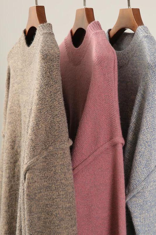 Knitted Button Split Hem Sweater