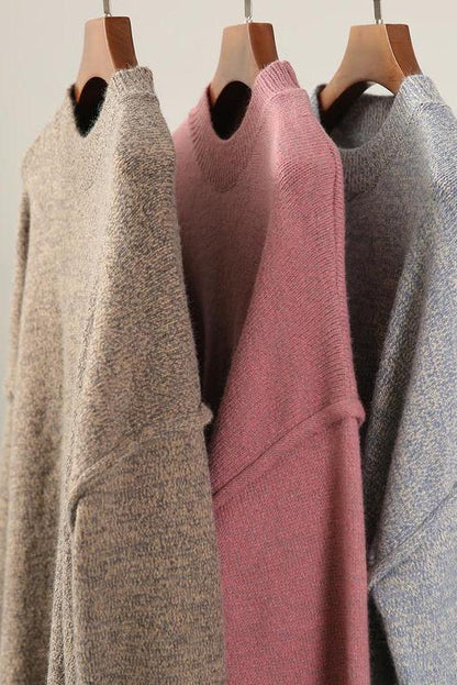 Knitted Button Split Hem Sweater
