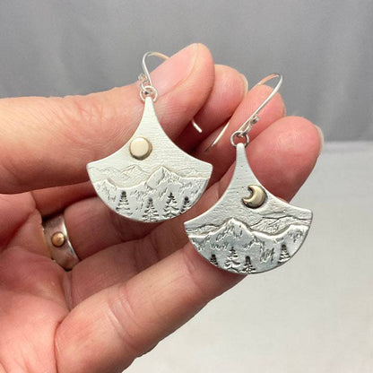 Sun and Moon of Natura Silver Earrings