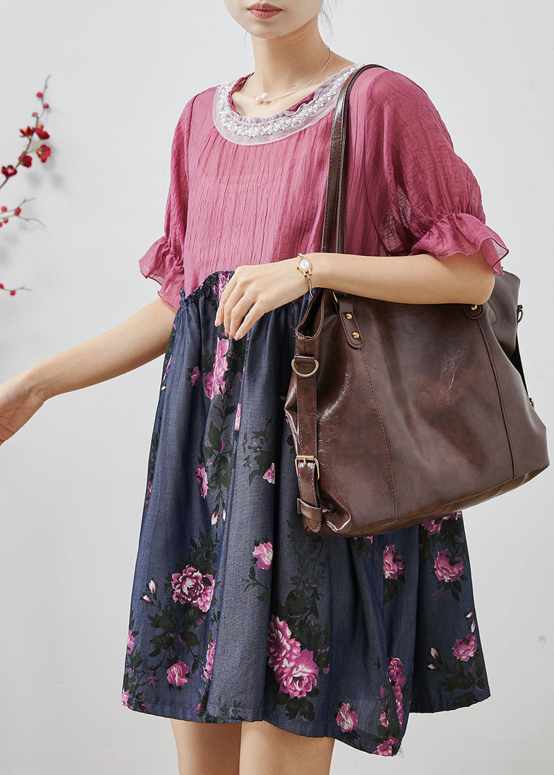 Purple Patchwork Nail Bead Tulle Mini Dresses Summer