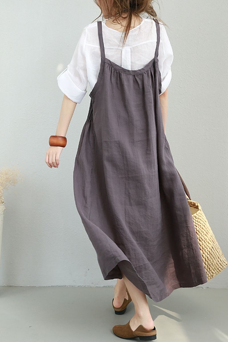 Summer Strap Linen Long Dress Clothes