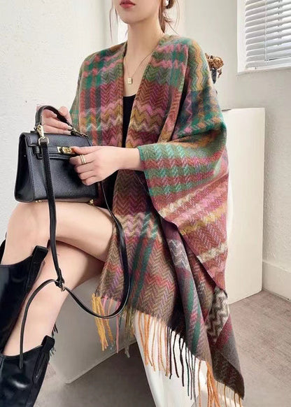 New Autumn and Winter Style Black Coffee Tassel Shawl