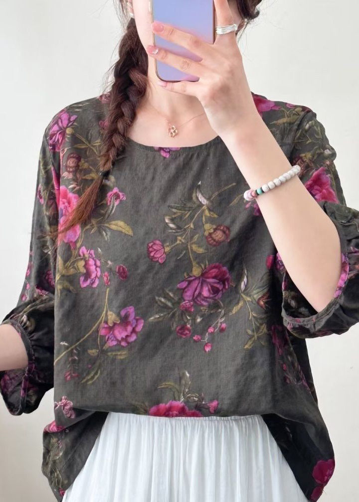 Green O Neck Print Cotton T Shirts Half Sleeve