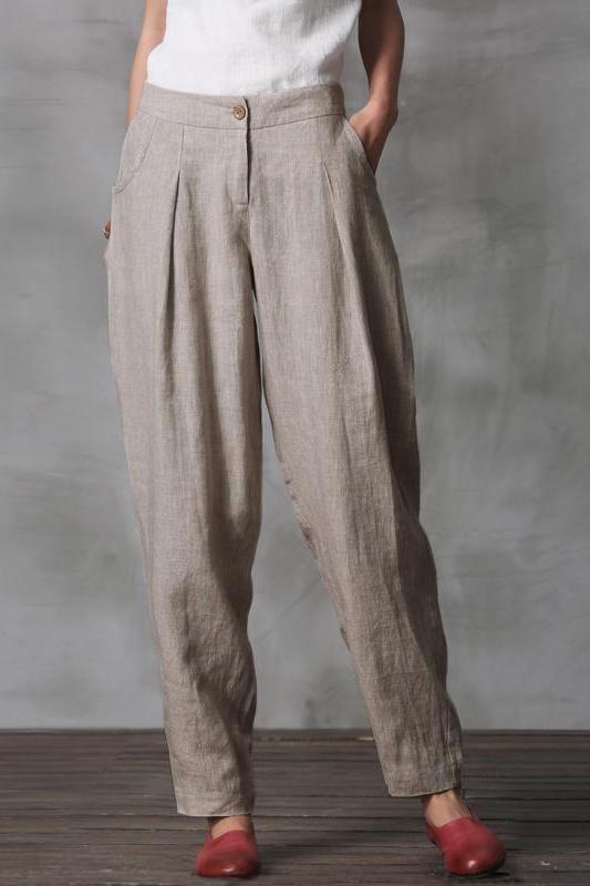 Cotton Linen Trousers Pencil Pants