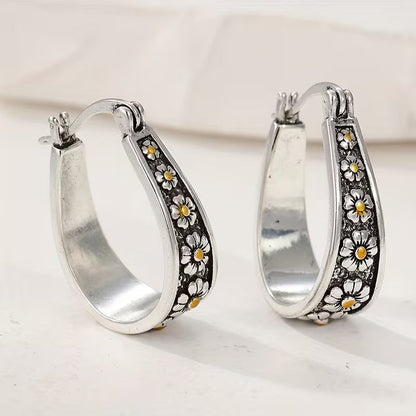 Meadow Daisy Elegance Hoop Earrings
