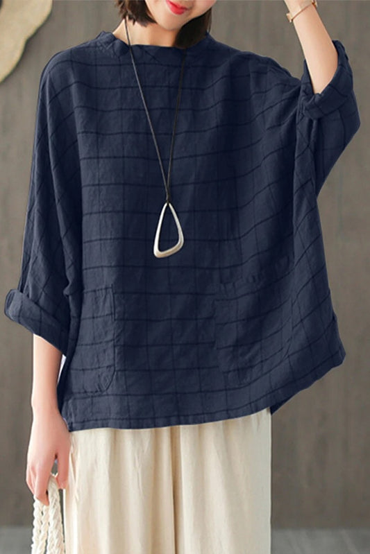 -retro Plaid Long-sleeved Shirt Loose Cotton Tops