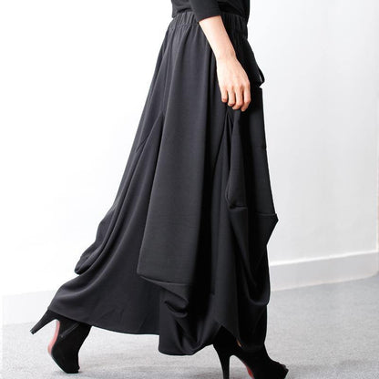 Cotton Clothes 18th Century Elastic Waist Black Skirt
