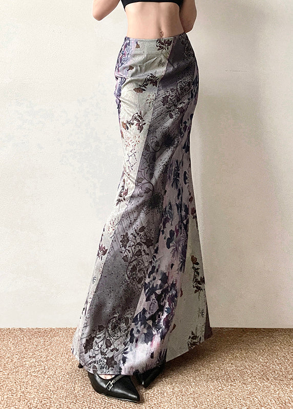 Asymmetrical Print High Waist Patchwork Cotton Skirts Summer