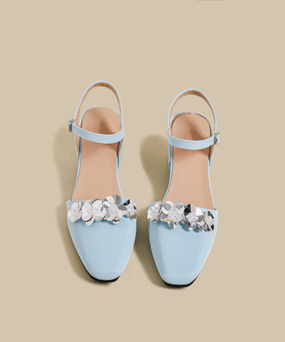 Comfortable Splicing Wedge Sandals Blue Faux Leather