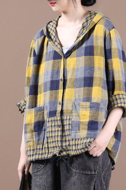 Limited Stock- Loose Stitching Drawstring Hooded Blouse