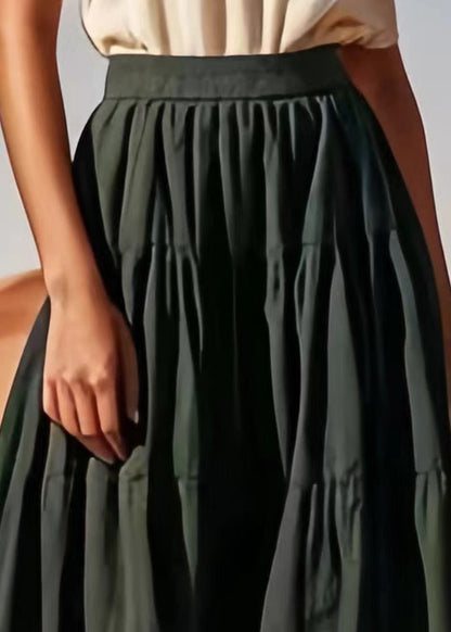 Army Green High Waist Cotton Skirt Summer