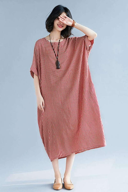 Striped Summer Long Dresses Loose Dress