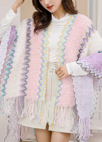 Blue Tassel Holiday Knit Scarf