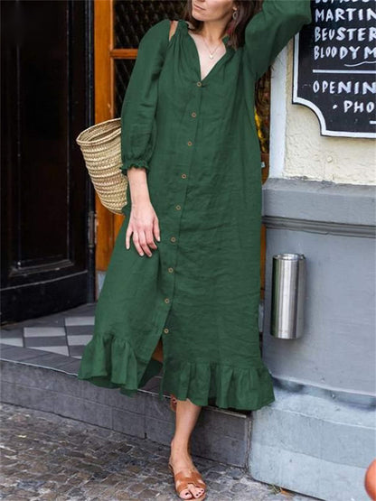 Summer Vacation Dress Spring Outfit Temperament Lotus Leaf Collar Color Dresses