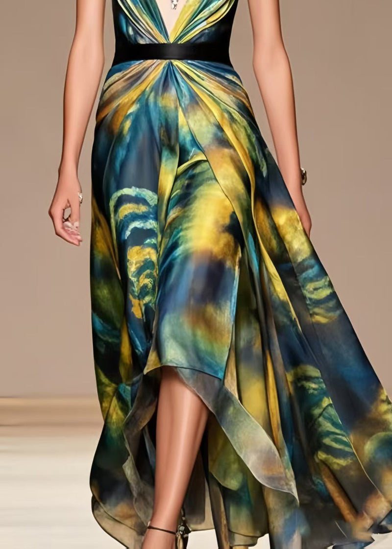Tie Dye Exra Large Hem Chiffon Beach Dress Summer