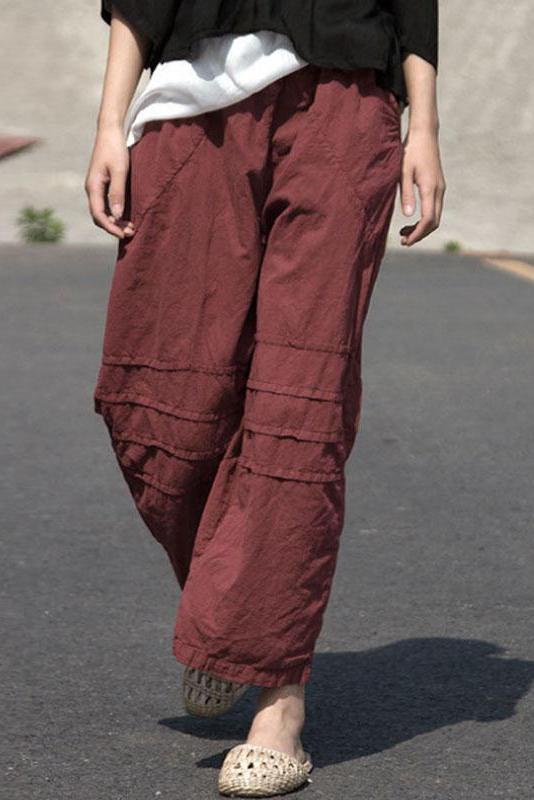Limited Stock- Distressed Wine Red Loose Pants
