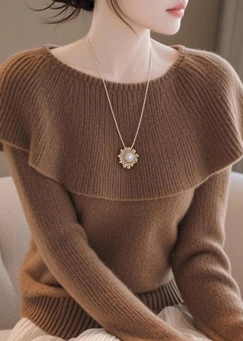 Stylish Coffee Original Design Knit Sweaters Spring