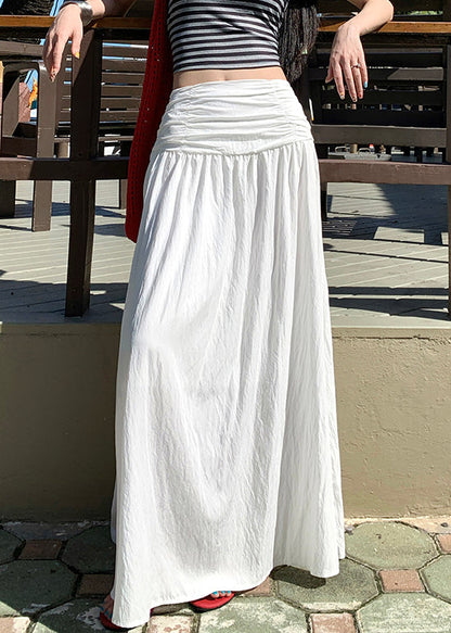 Art White Wrinkled Cotton Skirts Summer