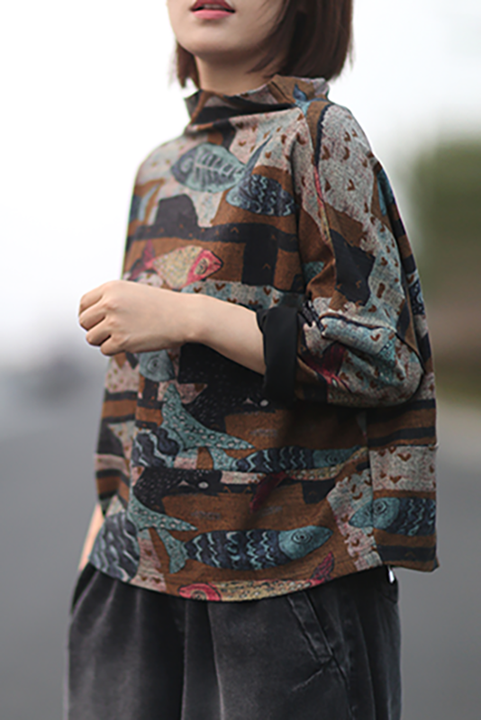Limited Stock- Literary Fish Leaf Loose -t-shirt