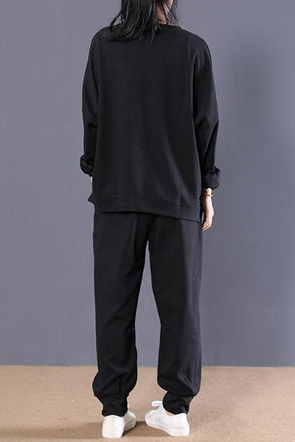 Limited Stock- Autumn Cotton Black Blouse and Pants