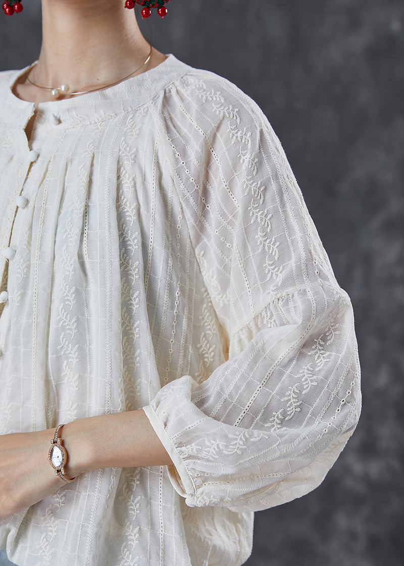 Diy White Embroidered Cotton Shirt Tops Summer