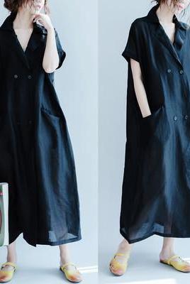 Silk Linen Long Dress Wind Coat