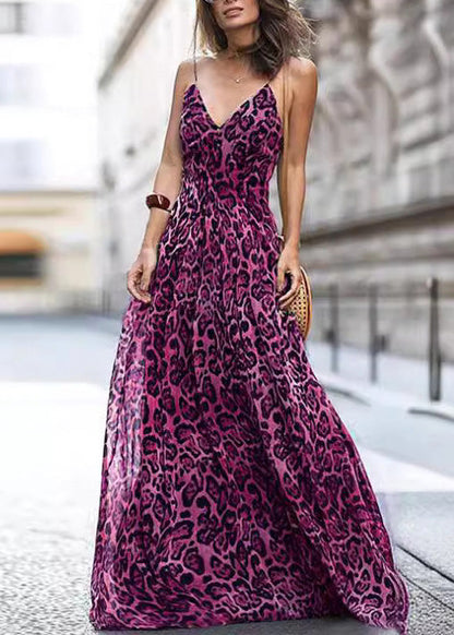 Brown Leopard Print Tulle Spaghetti Strap Dress Summer