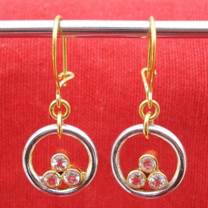 Gold & Silver Triple Zirconia Earrings