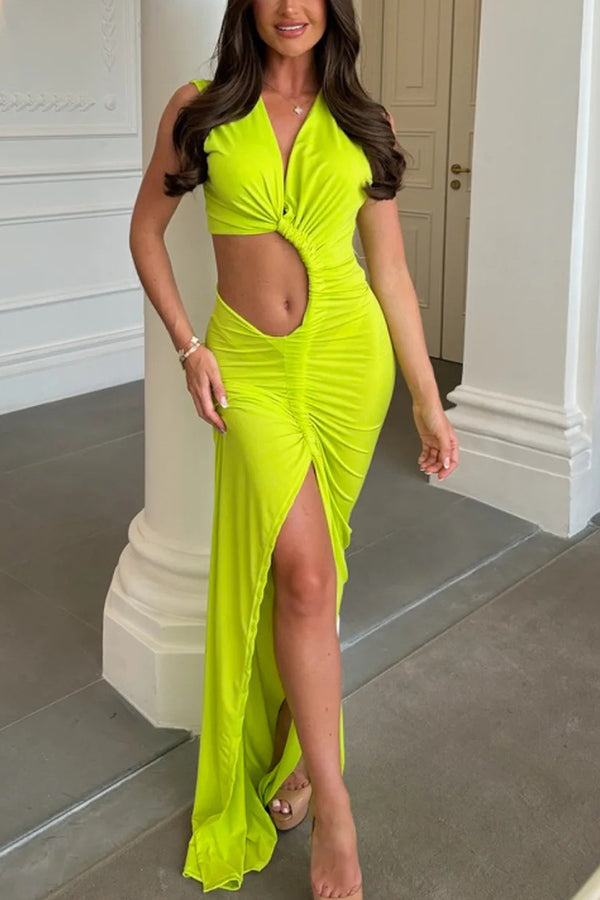 She¡¯s a Winner Jersey Triple Loop Cutout Stretch Maxi Dress