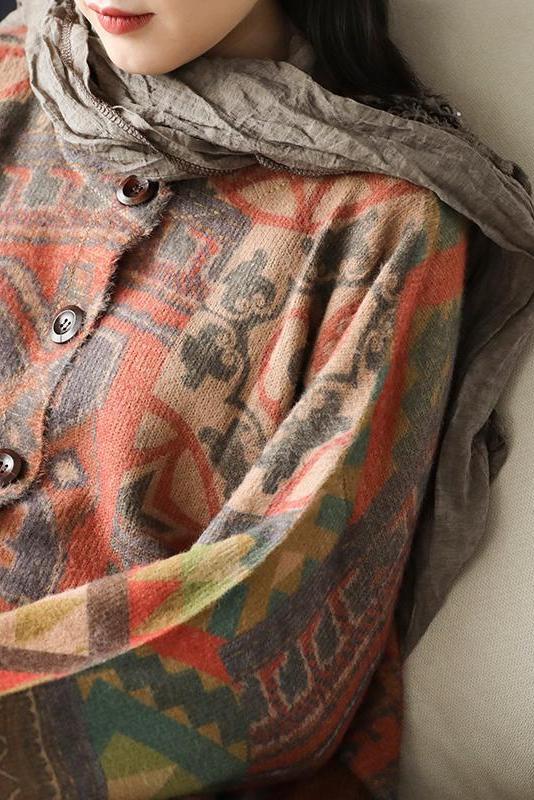 Colored Printed Comfortable Knit Sweater Coat