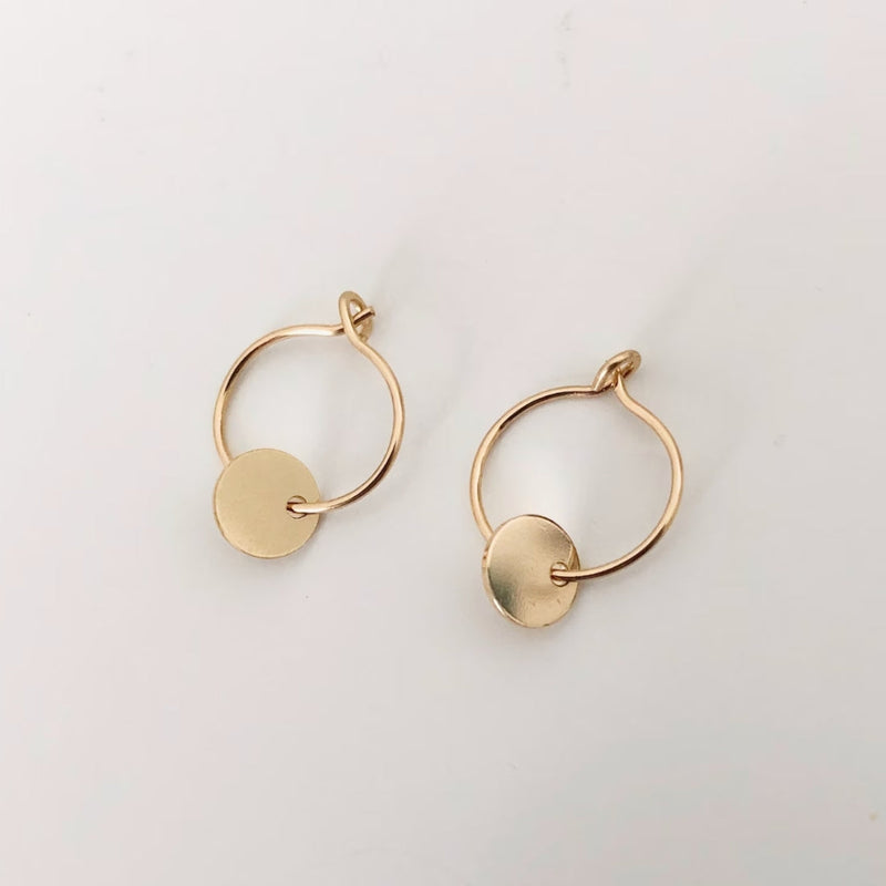 Gold Round Plate Earrings