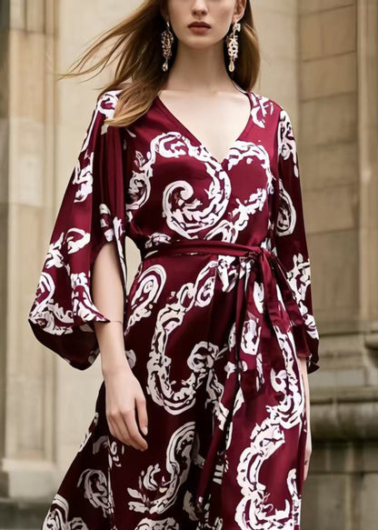 Mulberry Print Exra Large Hem Chiffon Tunic Dress Summer