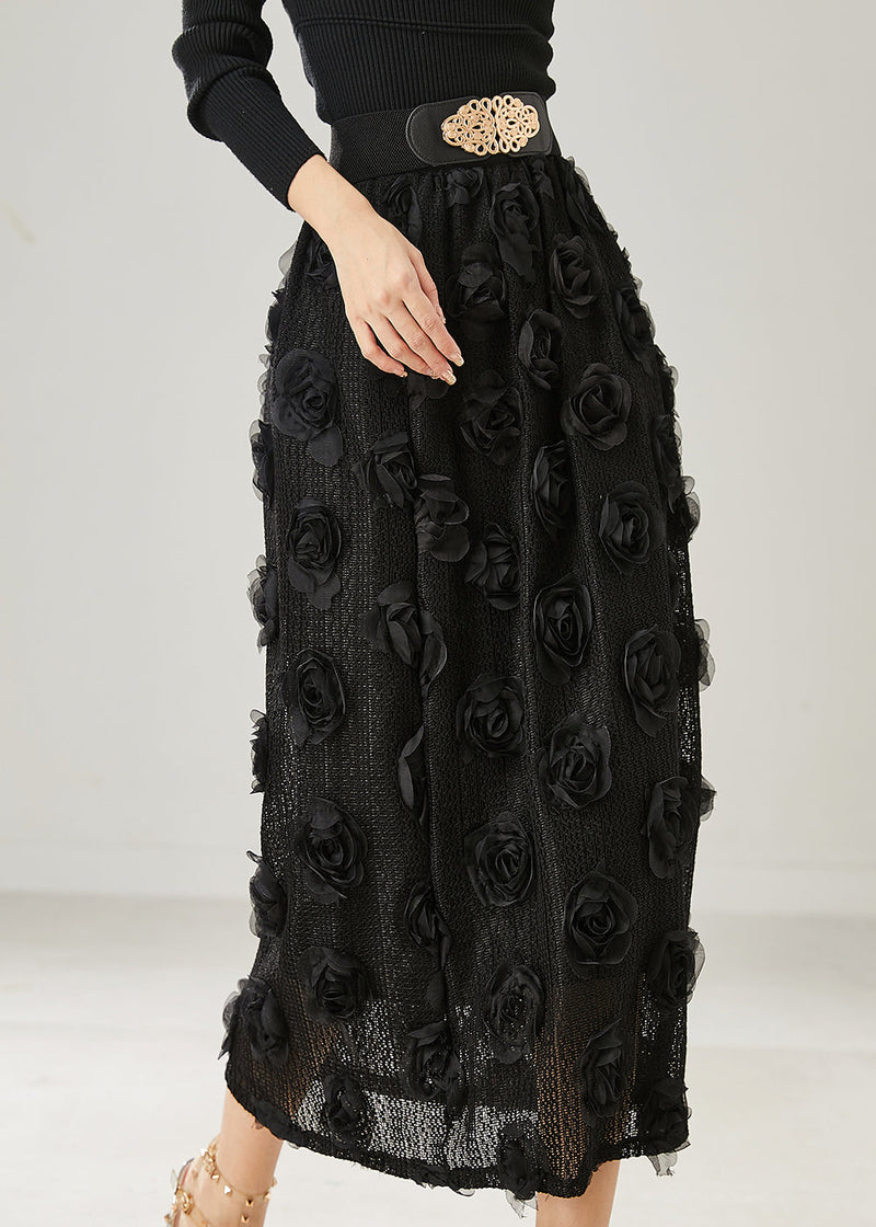 Natural Black Stereoscopic Knit Skirts Summer