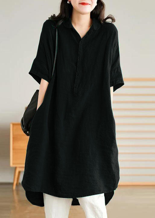 Jade Orange Stripes Polka Dots Linen Linen Shirt Dress
