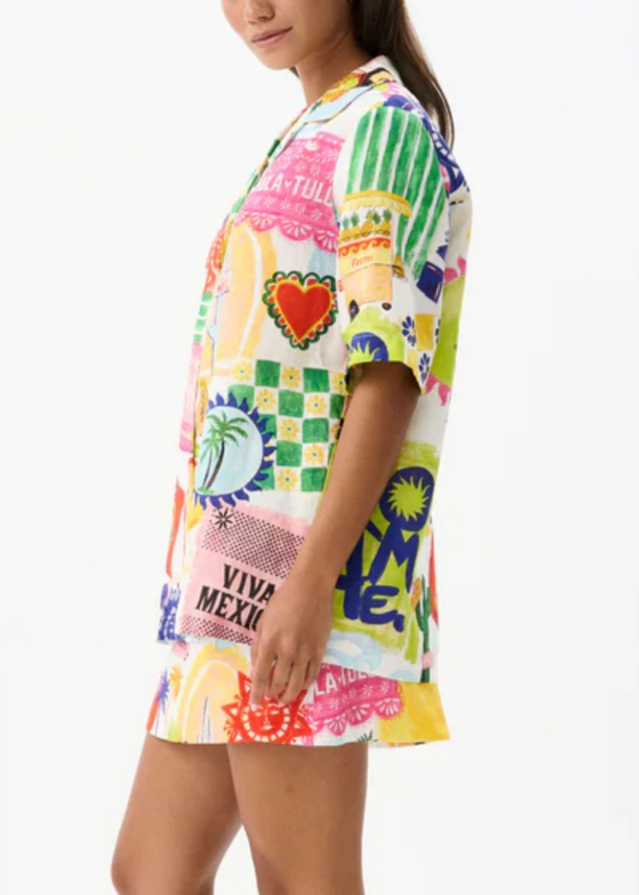 Print Shirts and Skirts Cotton Two Pieces Set Summer
