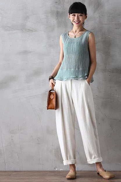 Cotton Linen Trousers Pencil Pants