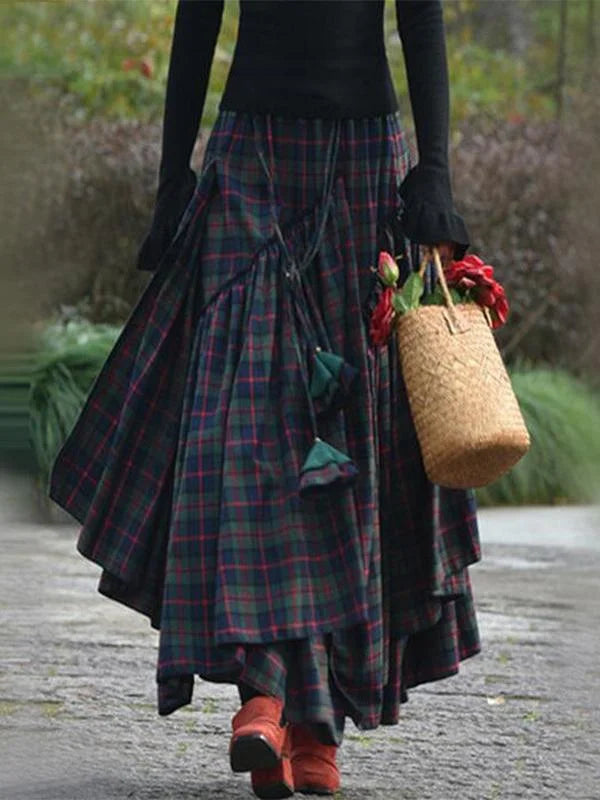 Irregular Stitching Large Hem Long Skirt
