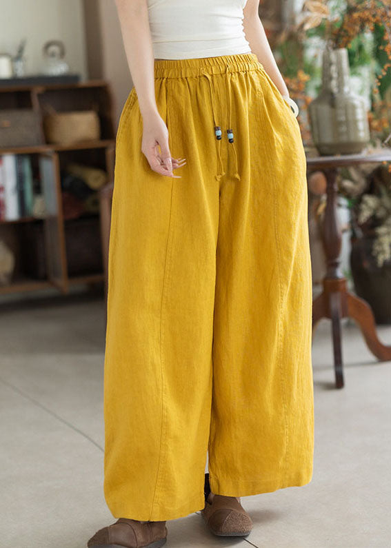 Yellow Oversized Linen Harem Pants Summer