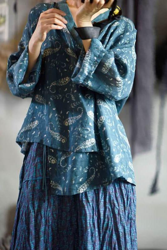 Irregular Hem Print Cardigans Top