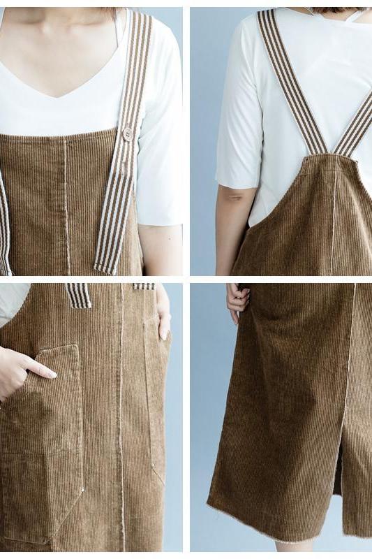 Coffee Corduroy Dresses Autumn Outfits