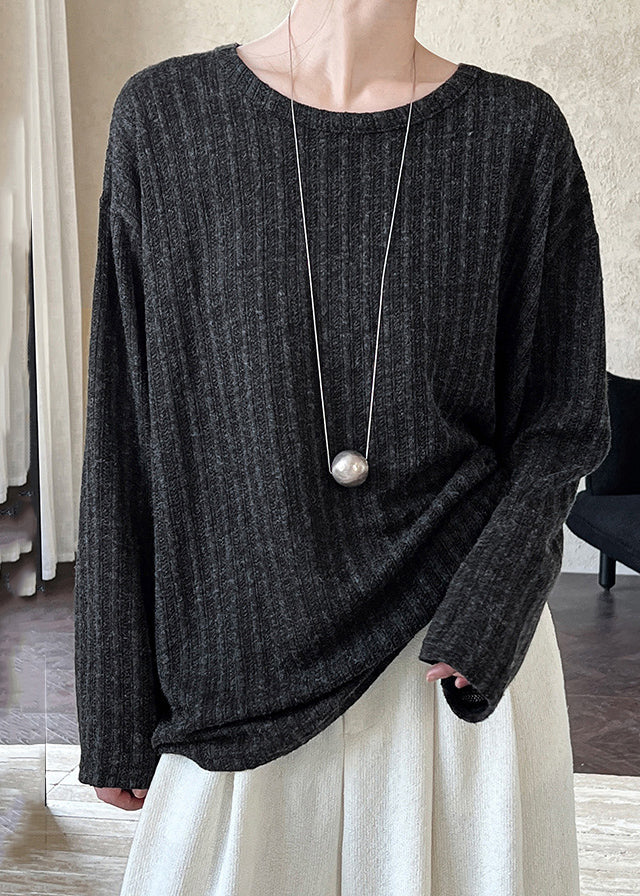 Navy O-neck Top Long Sleeve