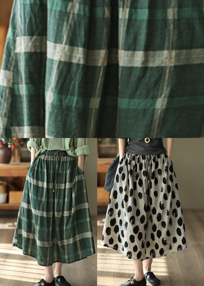 Apricot Dot Print Elastic Waist Maxi Skirt Summer