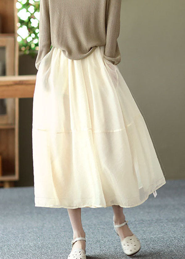 Apricot Patchwork Tulle a Line Skirt Summer