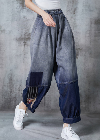 Gradient Color Oversized Patchwork Denim Pants Summer